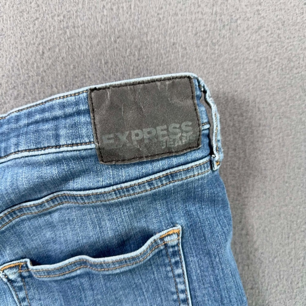 Express Hyper Stretch Jeans Mens 34x29.5 Classic Straight Blue Whisker Fade - Picture 6 of 10